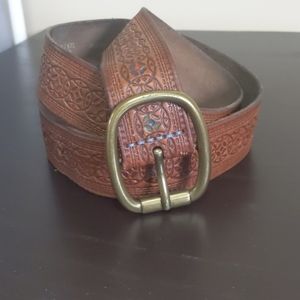 Fossil brown leather belt with details